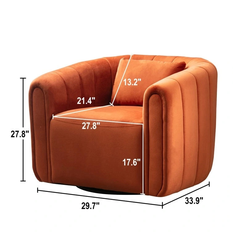 Fauteuil rond pivotant à 360° en velours surdimensionné Ebello, confortable et doté d'un coussin moelleux, idéal pour le salon ou la chambre.
