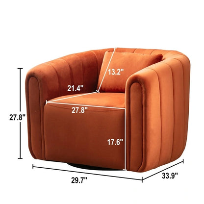 Fauteuil rond pivotant à 360° en velours surdimensionné Ebello, confortable et doté d'un coussin moelleux, idéal pour le salon ou la chambre.