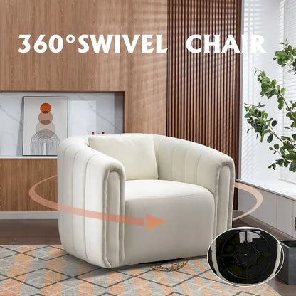 Fauteuil rond pivotant à 360° en velours surdimensionné Ebello, confortable et doté d'un coussin moelleux, idéal pour le salon ou la chambre.