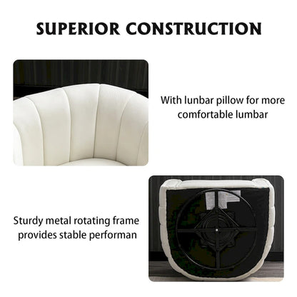 Fauteuil rond pivotant à 360° en velours surdimensionné Ebello, confortable et doté d'un coussin moelleux, idéal pour le salon ou la chambre.