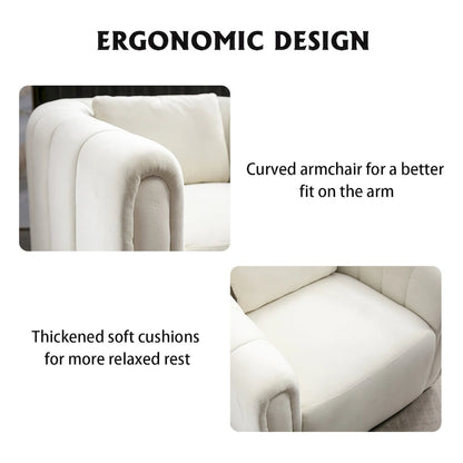 Fauteuil rond pivotant à 360° en velours surdimensionné Ebello, confortable et doté d'un coussin moelleux, idéal pour le salon ou la chambre.