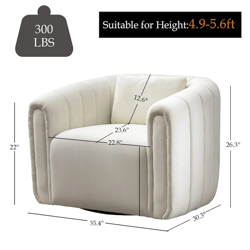 Fauteuil rond pivotant à 360° en velours surdimensionné Ebello, confortable et doté d'un coussin moelleux, idéal pour le salon ou la chambre.