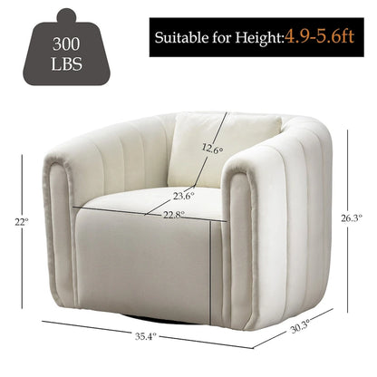 Fauteuil rond pivotant à 360° en velours surdimensionné Ebello, confortable et doté d'un coussin moelleux, idéal pour le salon ou la chambre.