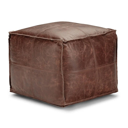 Pouf carré bohème Erving en cuir WYNDENHALL