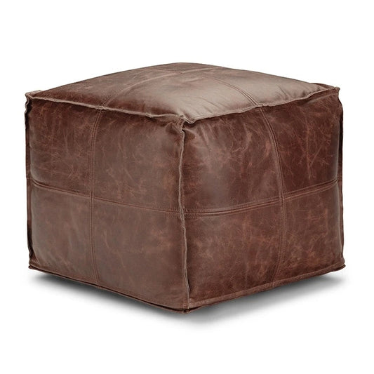 Pouf carré bohème Erving en cuir WYNDENHALL