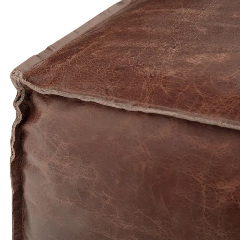 Pouf carré bohème Erving en cuir WYNDENHALL