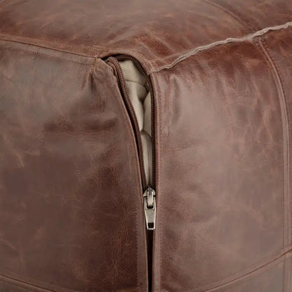 Pouf carré bohème Erving en cuir WYNDENHALL