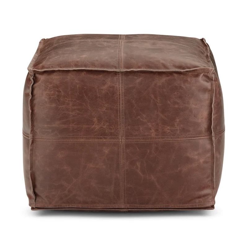 Pouf carré bohème Erving en cuir WYNDENHALL