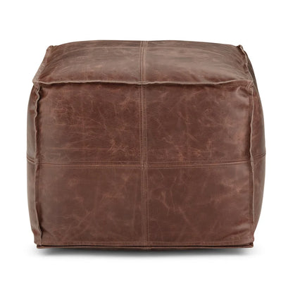 Pouf carré bohème Erving en cuir WYNDENHALL
