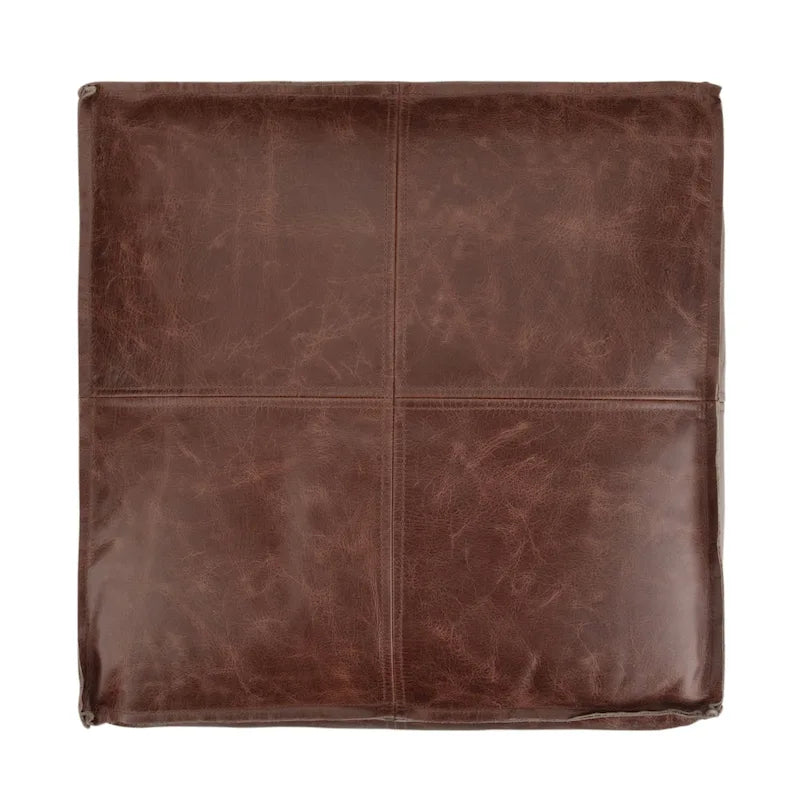 Pouf carré bohème Erving en cuir WYNDENHALL