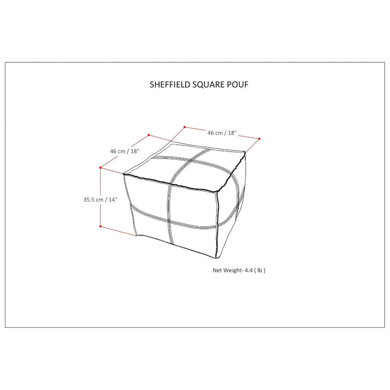 Pouf carré bohème Erving en cuir WYNDENHALL