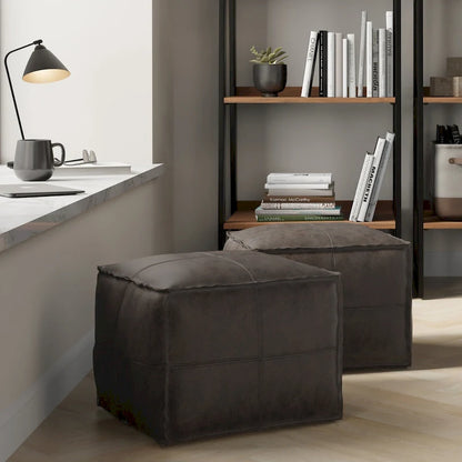 Pouf carré bohème Erving en cuir WYNDENHALL
