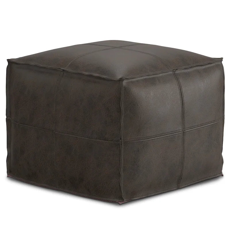 Pouf carré bohème Erving en cuir WYNDENHALL