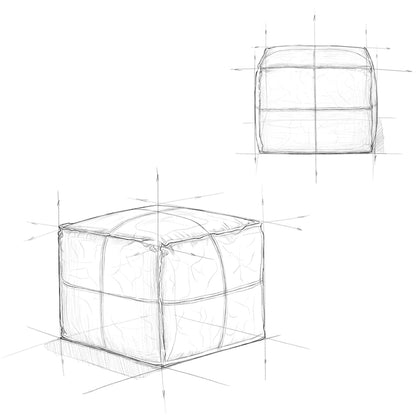 Pouf carré bohème Erving en cuir WYNDENHALL