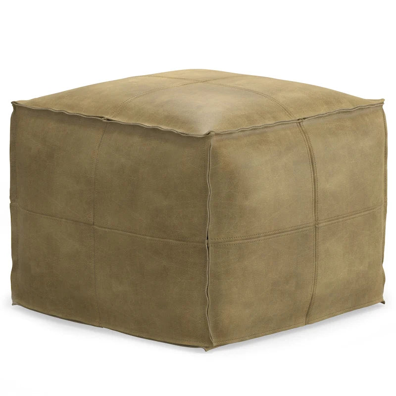 Pouf carré bohème Erving en cuir WYNDENHALL