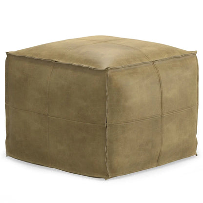Pouf carré bohème Erving en cuir WYNDENHALL