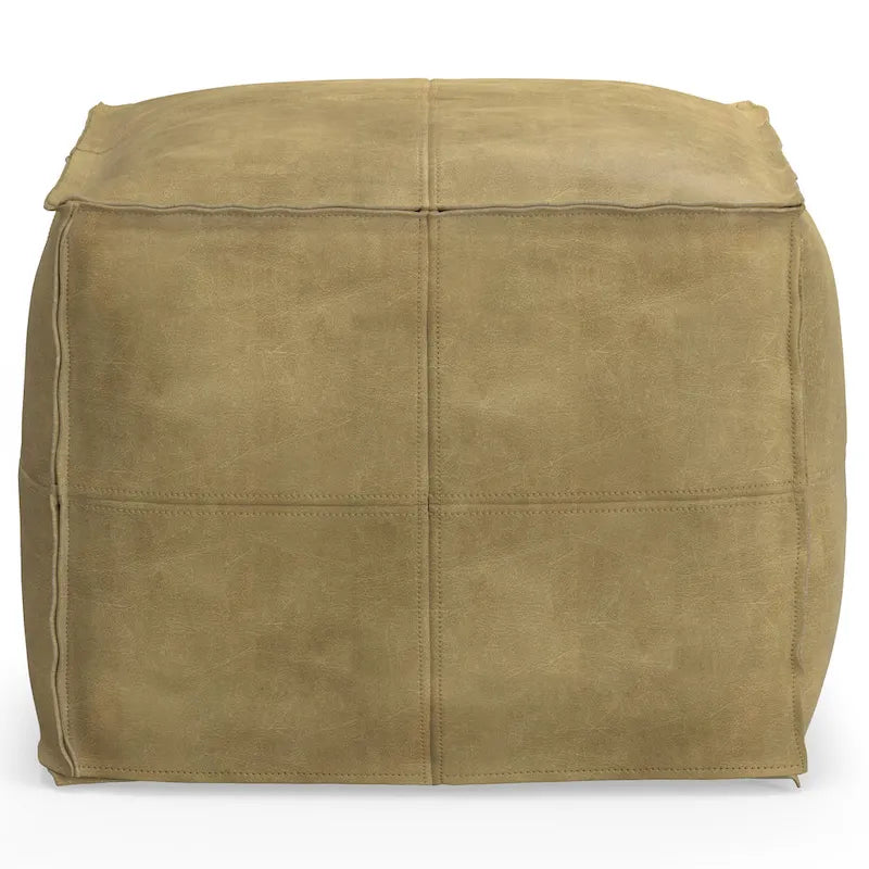 Pouf carré bohème Erving en cuir WYNDENHALL