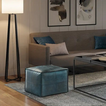 Pouf carré bohème Erving en cuir WYNDENHALL