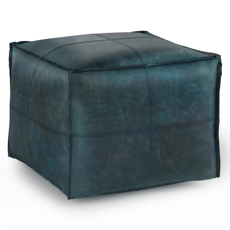 Pouf carré bohème Erving en cuir WYNDENHALL