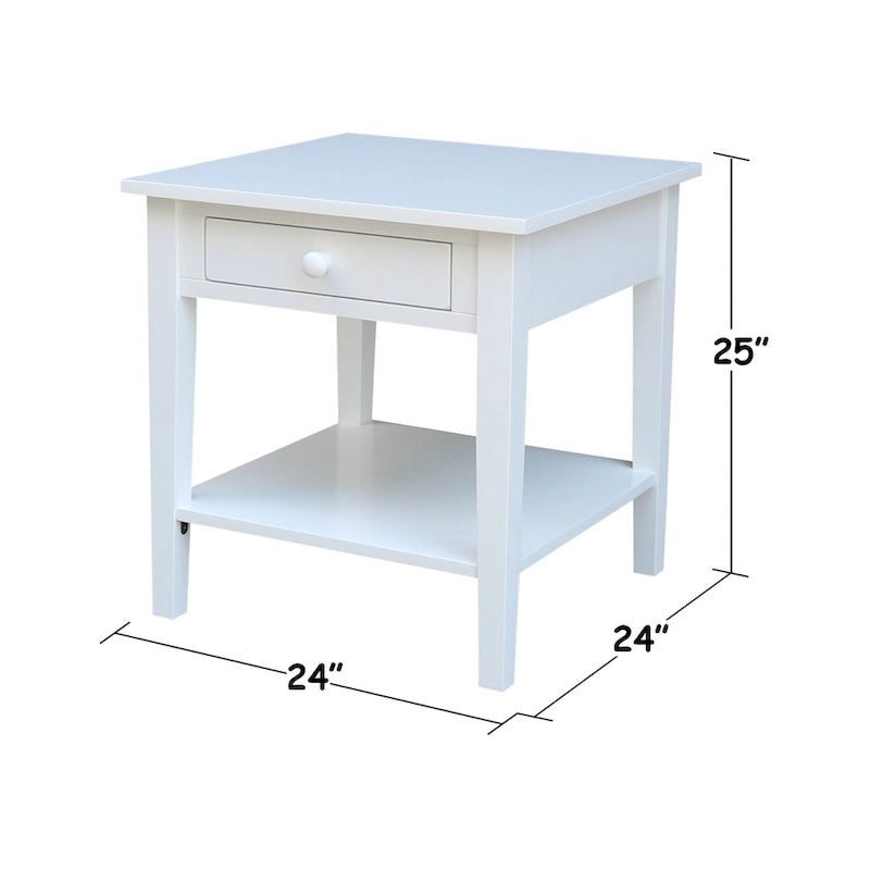 Table d'appoint carrée Spencer en bois d'hévéa massif - 61 cm L x 61 cm P x 64 cm H