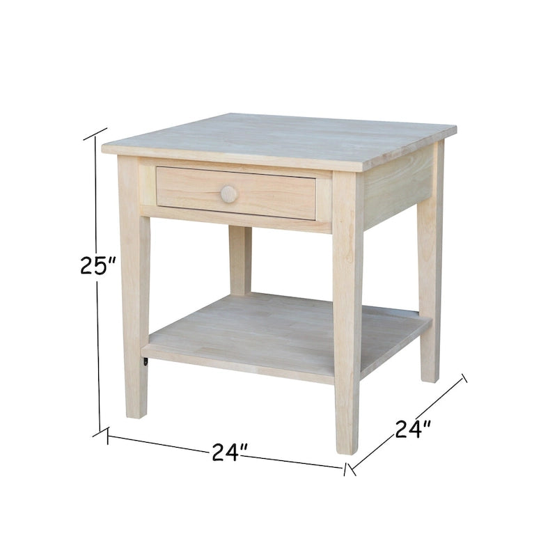 Table d'appoint carrée Spencer en bois d'hévéa massif - 61 cm L x 61 cm P x 64 cm H
