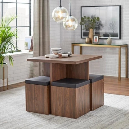 Ensemble de salle à manger Simple Living Baxter 5 pièces avec table et pouf de rangement