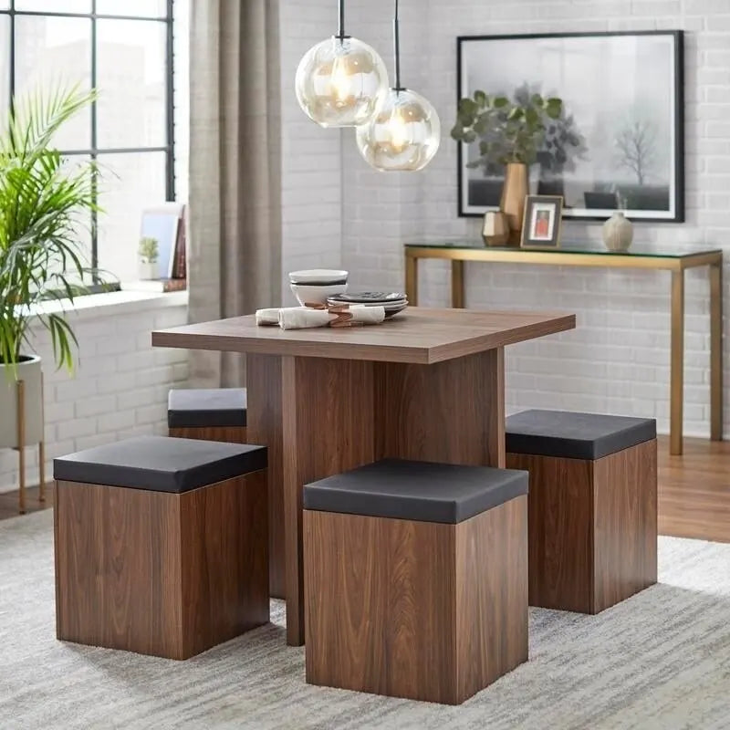 Ensemble de salle à manger Simple Living Baxter 5 pièces avec table et pouf de rangement