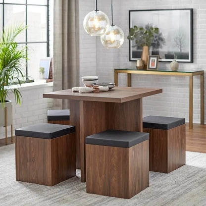 Ensemble de salle à manger Simple Living Baxter 5 pièces avec table et pouf de rangement