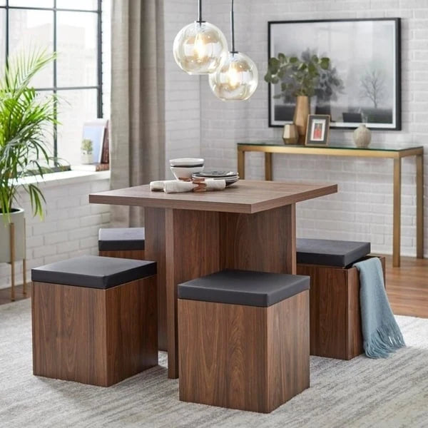 Ensemble de salle à manger Simple Living Baxter 5 pièces avec table et pouf de rangement
