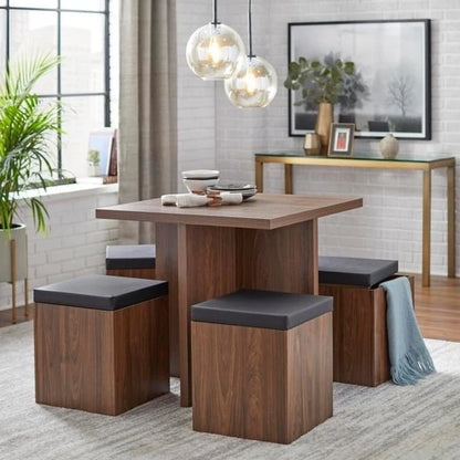 Ensemble de salle à manger Simple Living Baxter 5 pièces avec table et pouf de rangement