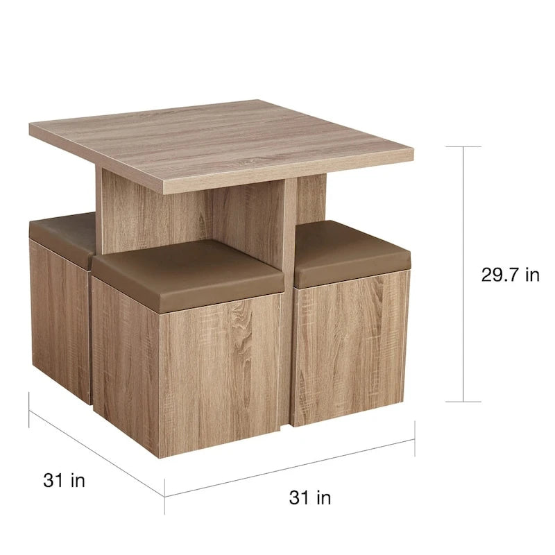 Ensemble de salle à manger Simple Living Baxter 5 pièces avec table et pouf de rangement