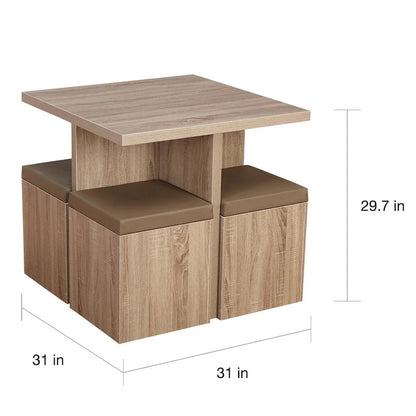 Ensemble de salle à manger Simple Living Baxter 5 pièces avec table et pouf de rangement