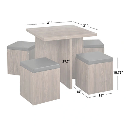 Ensemble de salle à manger Simple Living Baxter 5 pièces avec table et pouf de rangement