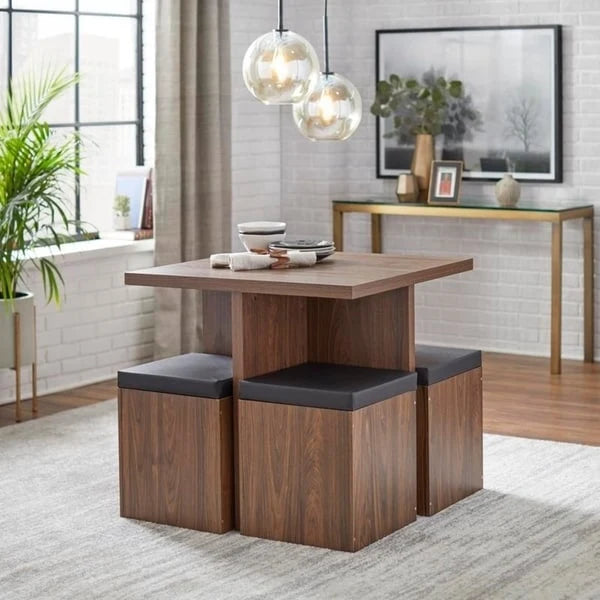 Ensemble de salle à manger Simple Living Baxter 5 pièces avec table et pouf de rangement