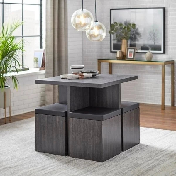 Ensemble de salle à manger Simple Living Baxter 5 pièces avec table et pouf de rangement