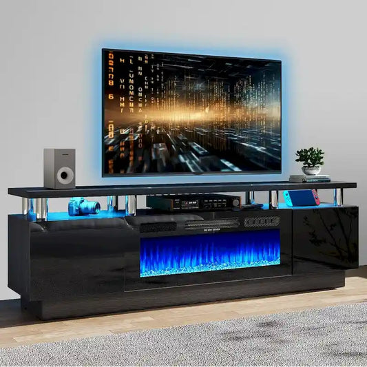 70  TV Stand with 36  Fireplace and Adjustable Shelves