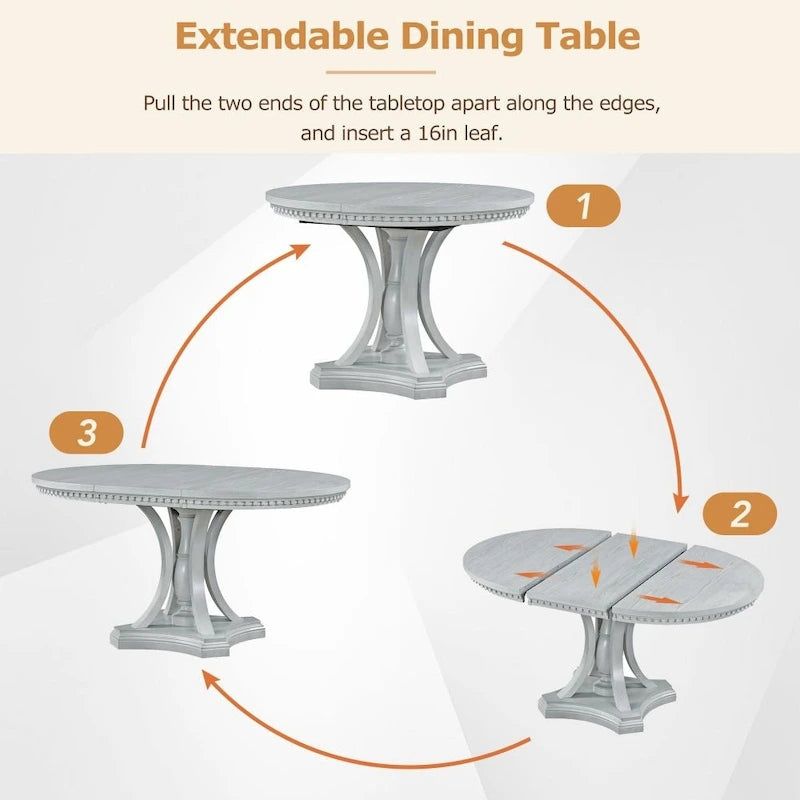 Ensemble de salle à manger 5 pièces comprenant une table ronde extensible et 4 chaises pour cuisine/salle à manger