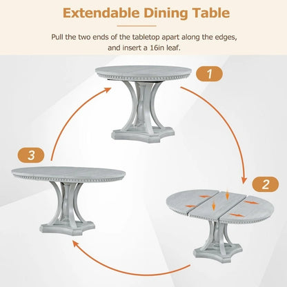 Ensemble de salle à manger 5 pièces comprenant une table ronde extensible et 4 chaises pour cuisine/salle à manger