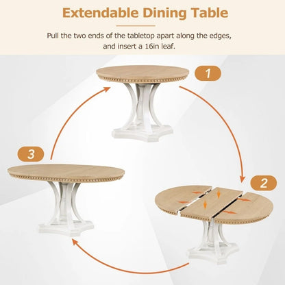 Ensemble de salle à manger 5 pièces comprenant une table ronde extensible et 4 chaises pour cuisine/salle à manger