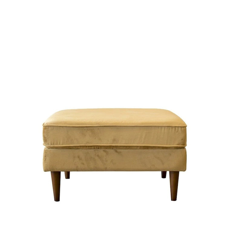 Pouf carré Flavia en velours, style moderne du milieu du siècle