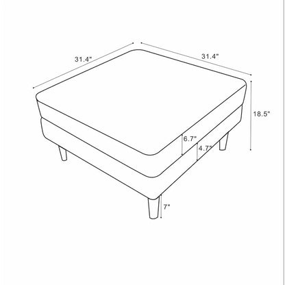 Pouf carré Flavia en velours, style moderne du milieu du siècle