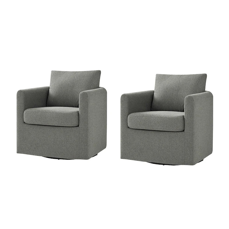 Fauteuil pivotant moderne Erkenbald à 360 degrés avec housse amovible (lot de 2) par HULALA HOME