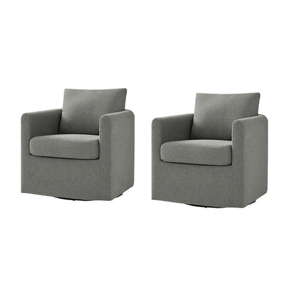Fauteuil pivotant moderne Erkenbald à 360 degrés avec housse amovible (lot de 2) par HULALA HOME
