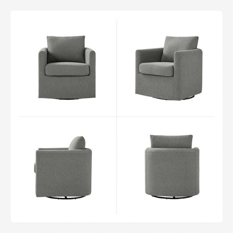 Fauteuil pivotant moderne Erkenbald à 360 degrés avec housse amovible (lot de 2) par HULALA HOME