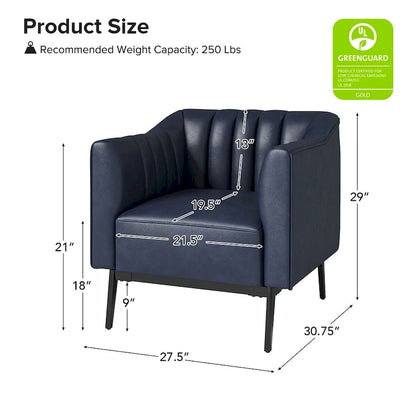 Ensemble de 2 fauteuils Alfons en cuir style industriel avec capitonnage à canaux et pieds en métal, par HULALA HOME