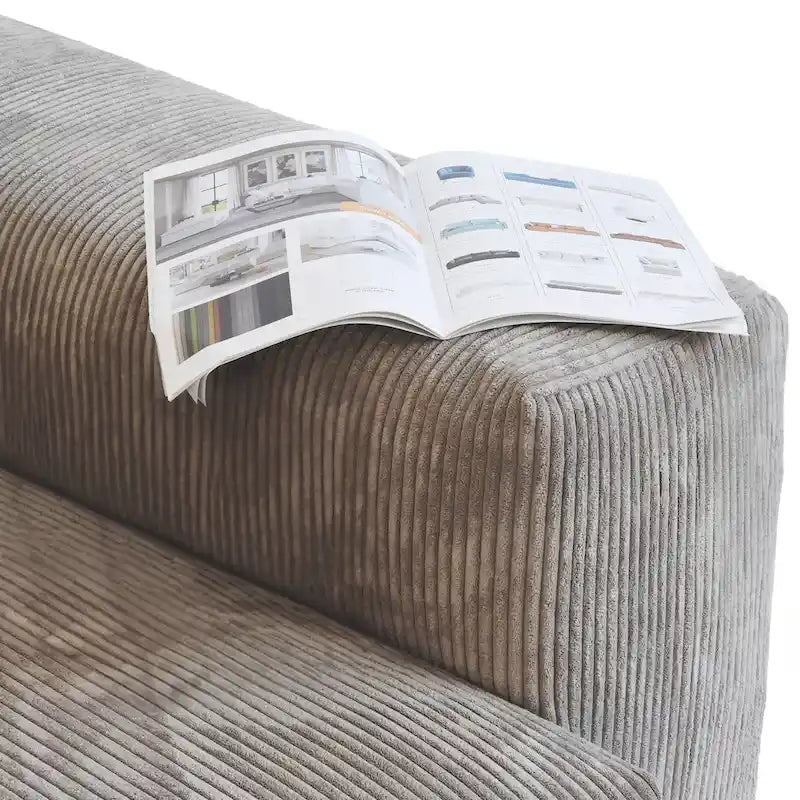 Canapé d'angle modulable en velours côtelé en forme de U, grand format, confortable, avec 5 coussins