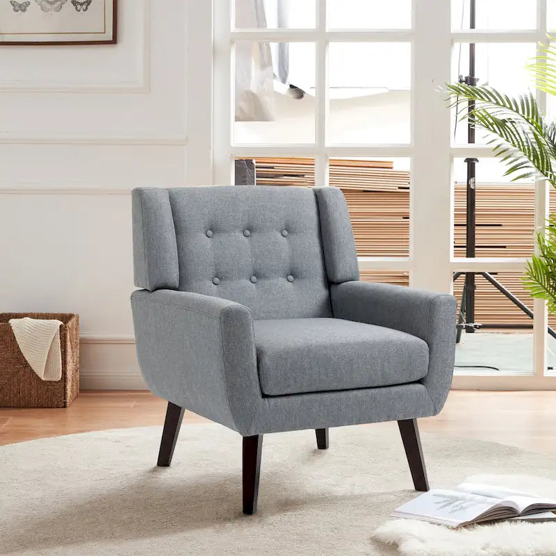 Ensemble fauteuil et causeuse 3 pièces en lin capitonné
