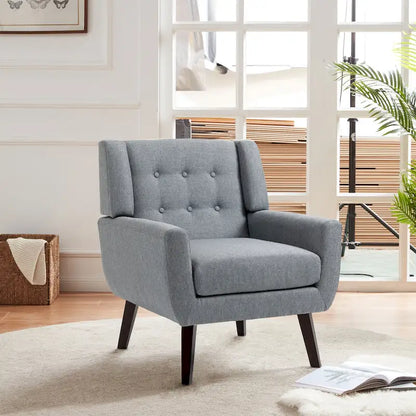 Ensemble fauteuil et causeuse 3 pièces en lin capitonné