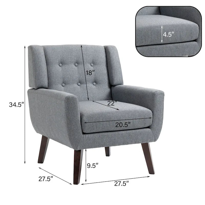 Ensemble fauteuil et causeuse 3 pièces en lin capitonné
