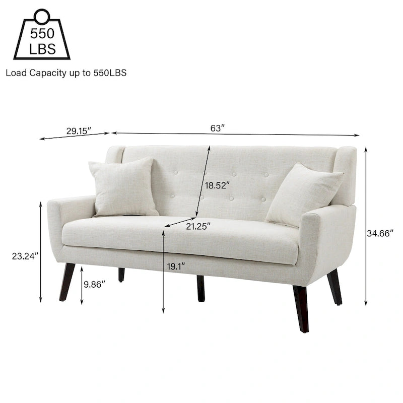 Ensemble fauteuil et causeuse 3 pièces en lin capitonné
